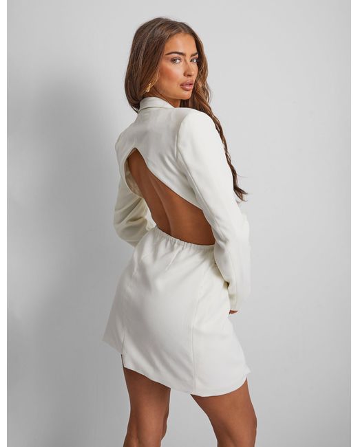 Public Desire White Kaiia Cut Out Corsage Detail Mini Blazer Dress In Ivory