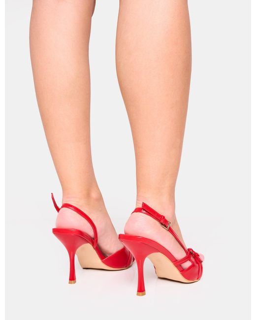 Public Desire Smooch Red Buckle Detail Slingback Mid Heel Court Shoe