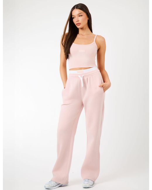 Public Desire Kaiia Label Logo Cami Vest Top Dusty Pink