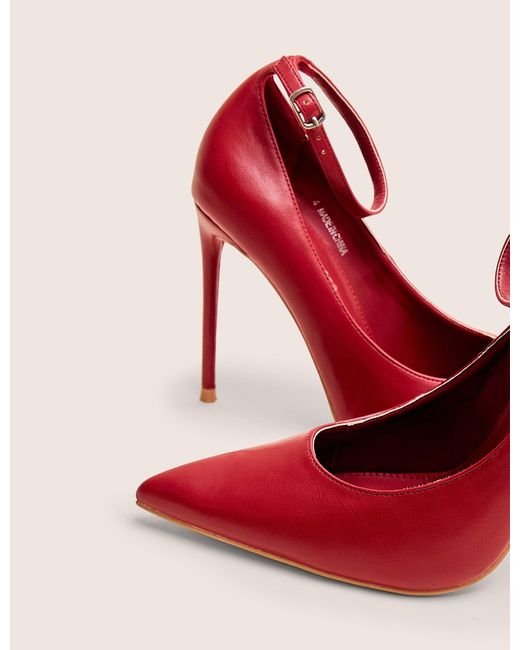 Public Desire Pink Chantilly Red Ankle Strap Detail Court Shoes