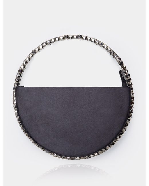Public Desire Blue The Alessia Black Satin Circle Diamante Mini Handbag