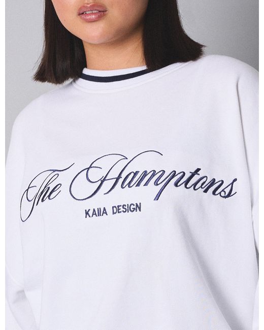 Public Desire Kaiia Contrast Binding Hamptons Oversized Sweatshirt White