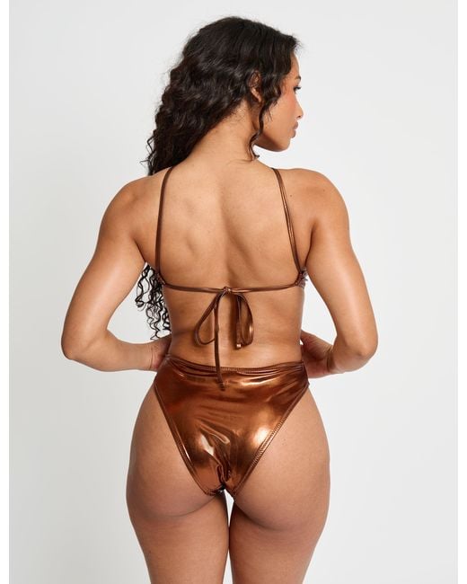 Public Desire Halter Neck Cut Out Swimsuit Chocolate Brown