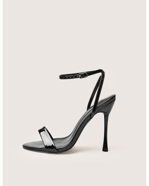 Public Desire Natural Soho Black Patent Barely There Strappy Stiletto Heels