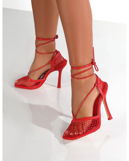 red strappy heels closed toe