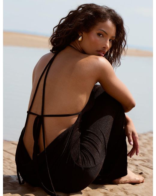 Public Desire Multicolor Low Open Back Maxi Dress Black