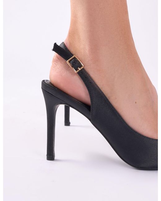 Public Desire Natural Reigns Black Peep Toe Court Heels
