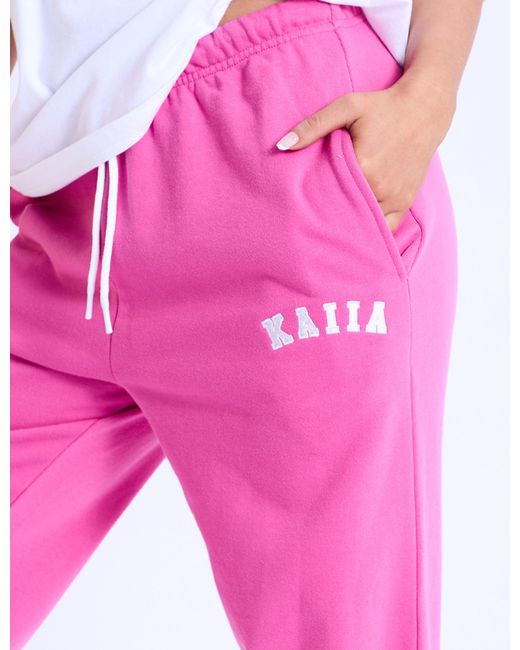 Public Desire Kaiia Logo Cuffed Joggers Hot Pink