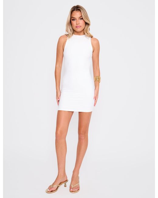 Public Desire Cross Over Back Detail Luxe Slinky Mini Dress White
