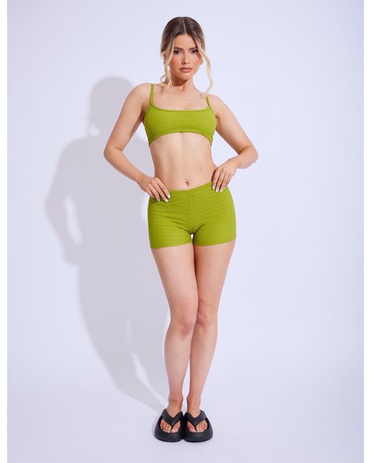 Public Desire Green Textured Strappy Cami Crop Top Co-ord Lime