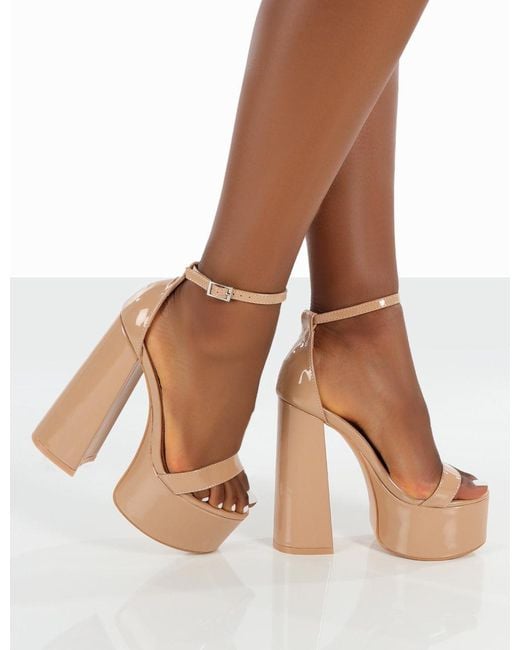 Nude chunky platform heels sale