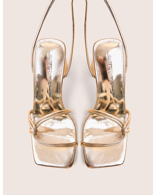 Public Desire Natural Schiffer Gold Cracked Pu Lace Up Block Heels