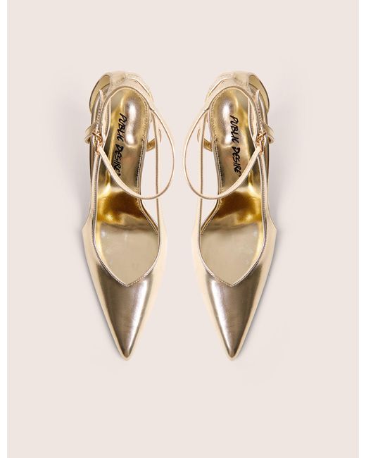 Public Desire Natural Allegedly Gold Cut Out Detail Ankle Strap Court Shoes