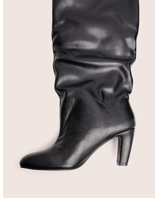 Public Desire Fifth Ave Black Pu Slouchy Mid Heel Boots