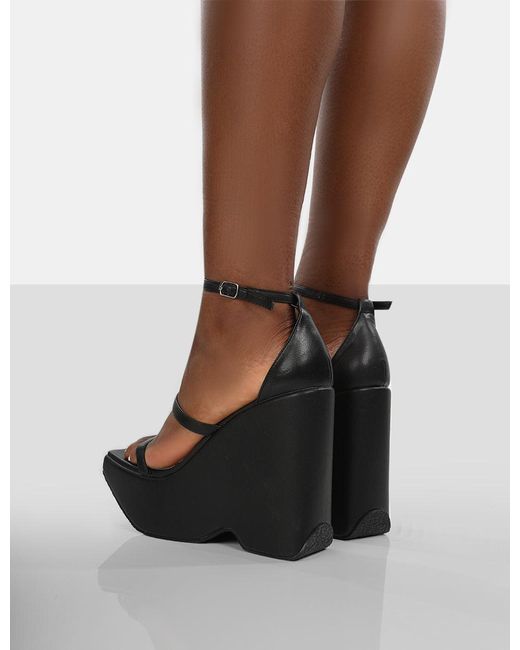 black strappy platform wedge
