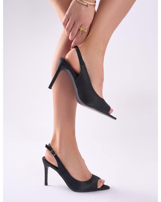 Public Desire Natural Reigns Black Peep Toe Court Heels