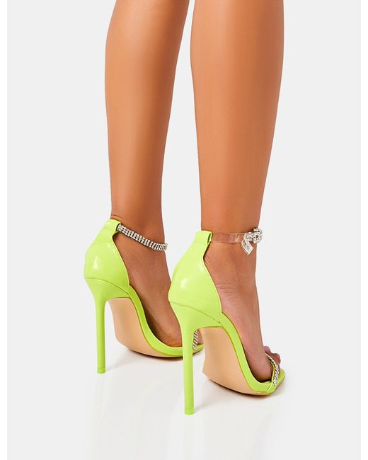 Public Desire Multicolor Jemma Wide Fit Lime Diamante Barely There Barely There Stiletto Heels