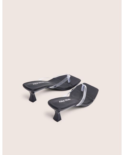 Public Desire Natural Everlast Black Perspex Thong Flip Flop Heels