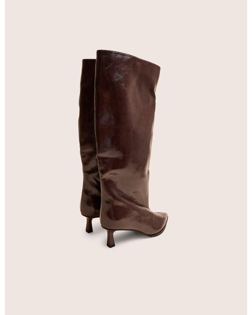 Public Desire Lola Brown Kitten Heel Knee High Boots
