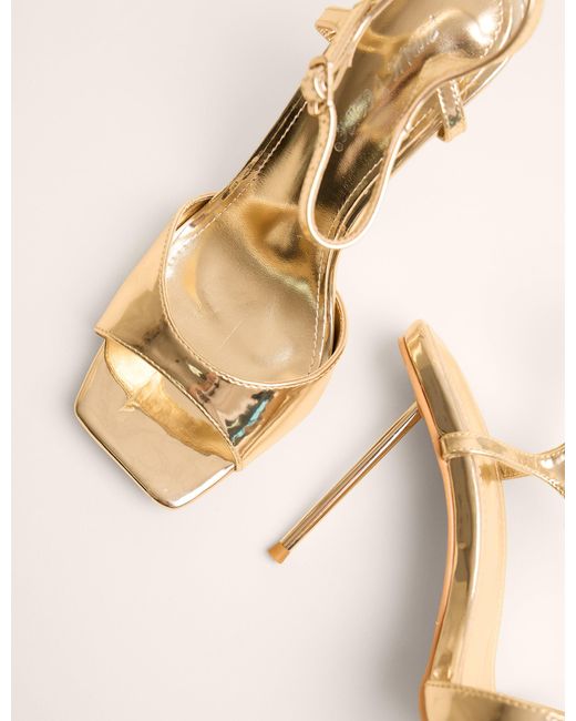 Public Desire Natural Vain Gold Mirror Pu Barley There Pencil Stiletto High Heels
