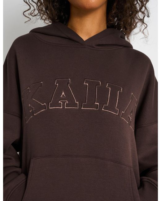 Public Desire Brown Kaiia Slogan Oversized Hoodie Mocha