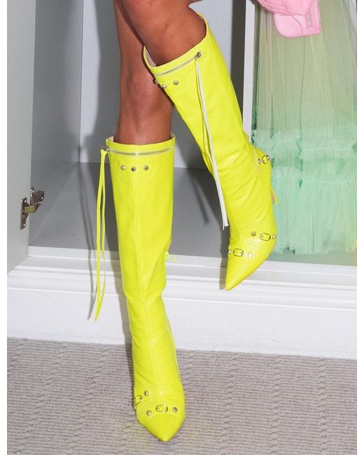 Neon store yellow boots