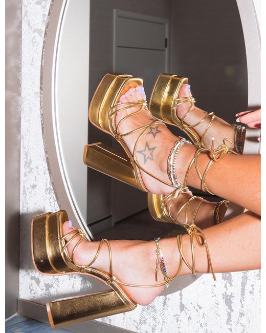 ladies gold platform shoes