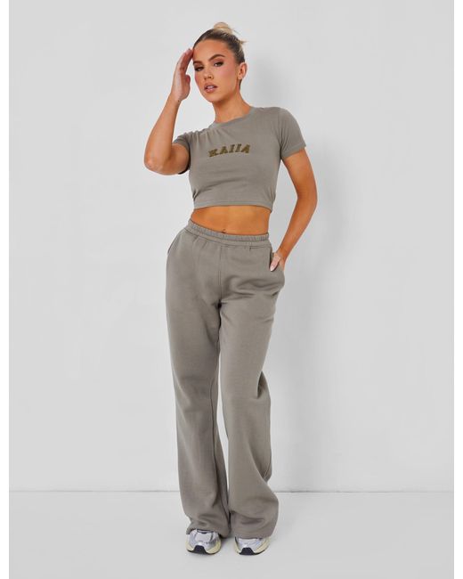 Public Desire Gray Kaiia Slogan Oversized Hoodie Khaki