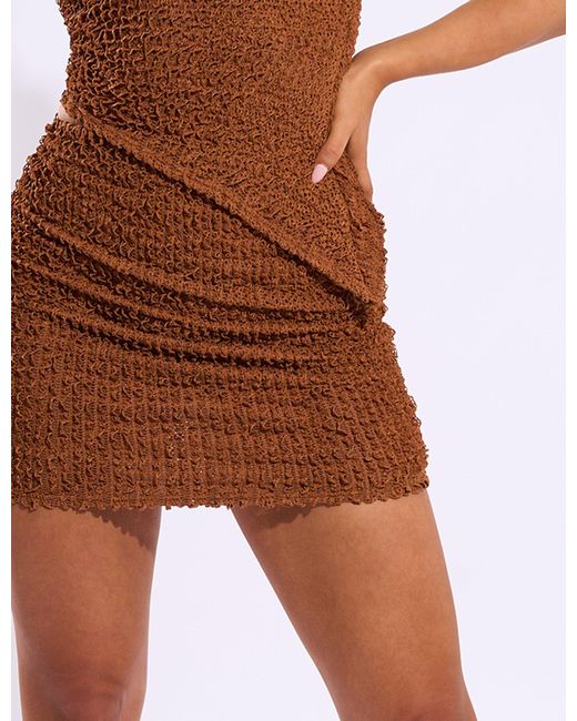 Public Desire Textured Ruched Mini Skirt Brown