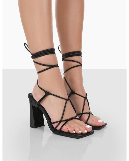 Lace up clearance mid heel sandals