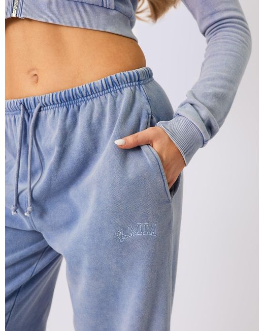 Public Desire Kaiia Logo Wide Leg Joggers Washed Blue