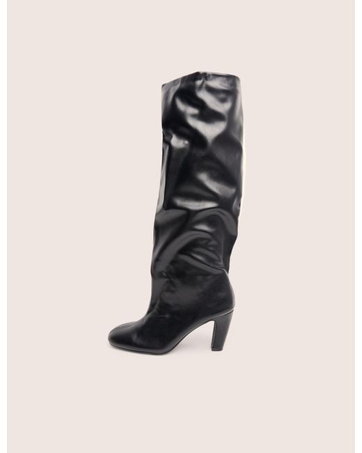 Public Desire Fifth Ave Black Pu Slouchy Mid Heel Boots