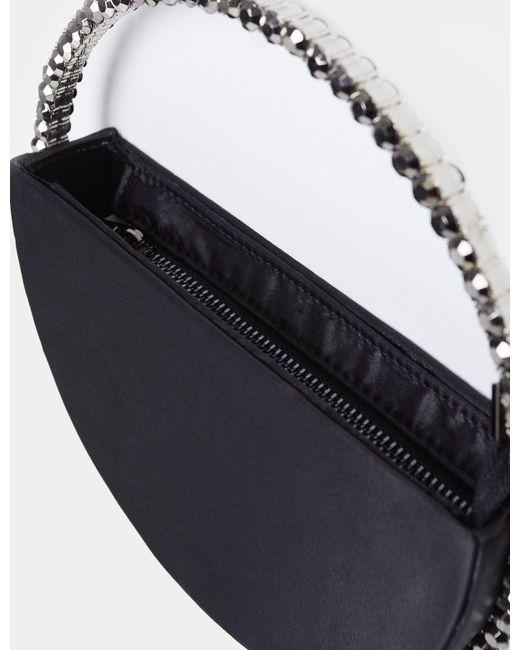 Public Desire Blue The Alessia Black Satin Circle Diamante Mini Handbag