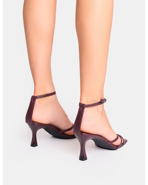 Public Desire Pink Samya Wine Minimal Strap Mid Heels