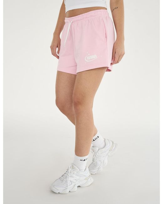 Public Desire Kaiia Star Bubble Logo Sweat Shorts Baby Pink