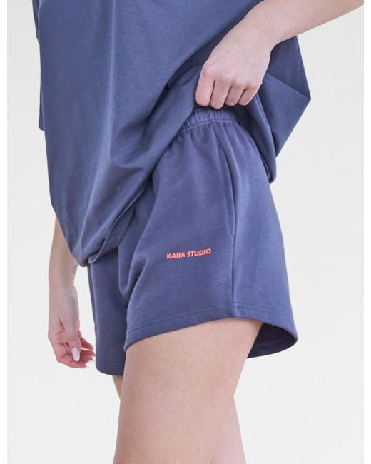 Public Desire Blue Kaiia Studio Mini Sweat Shorts Charcoal