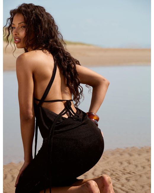 Public Desire Multicolor Low Open Back Maxi Dress Black