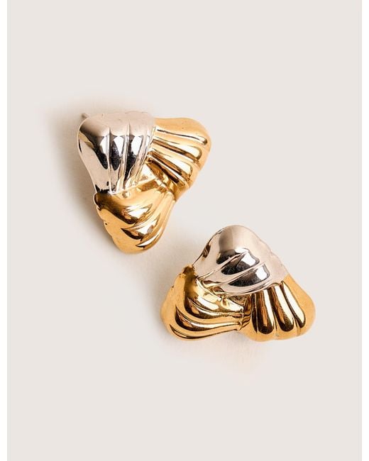 Public Desire Metallic Mixed Metal Triangular Studs Silver & Gold