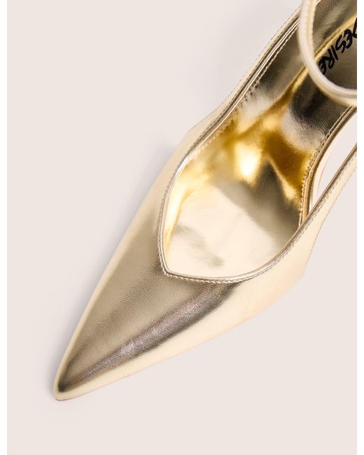 Public Desire Natural Allegedly Gold Cut Out Detail Ankle Strap Court Shoes