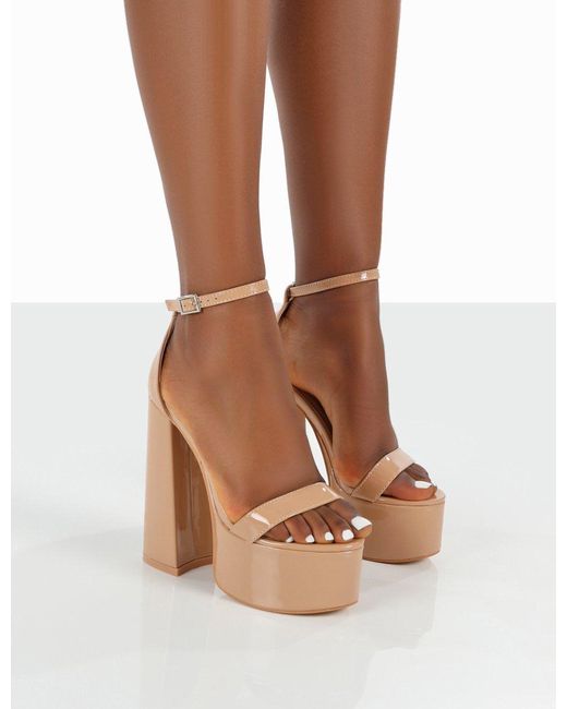 nude chunky platform heels