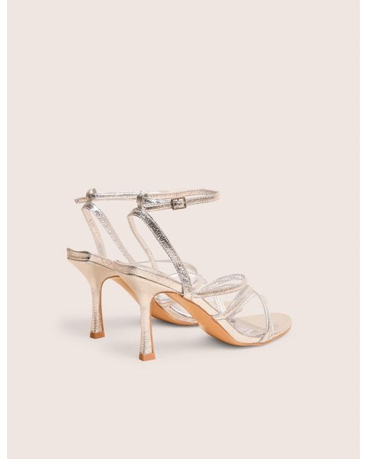 Public Desire Brown Free Spirit Silver Strappy Round Toe Mid Heels