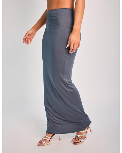 Public Desire Blue Tubular Maxi Skirt Co Ord Slate