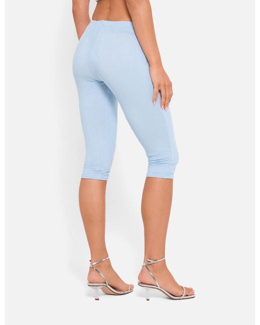Public Desire White Hotfix High Waist Luxe Slinky Capri Pants Blue