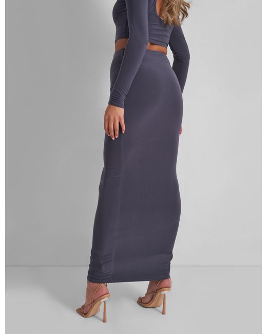 Public Desire Blue Slinky Column Maxi Skirt Slate