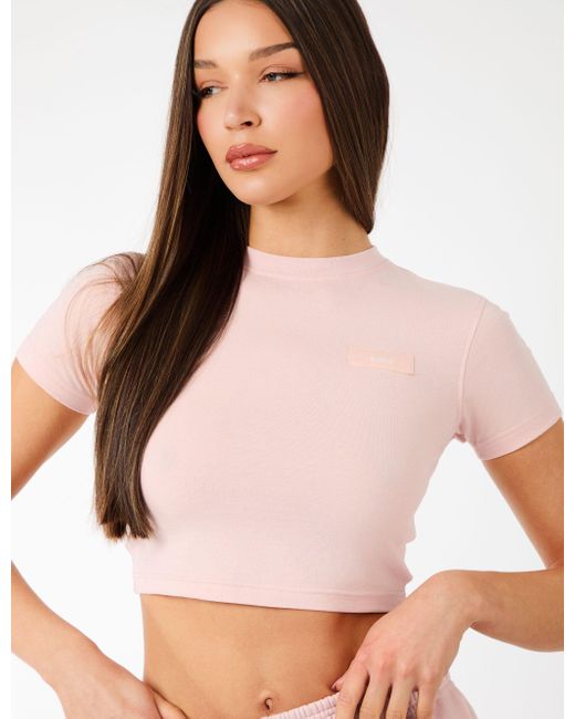 Public Desire Kaiia Label Logo Baby Tee Dusty Pink
