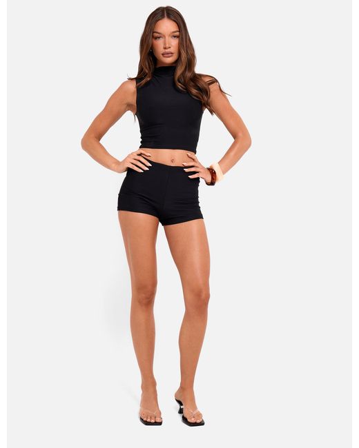 Public Desire High Waist Luxe Slinky Mini Hot Pants Black