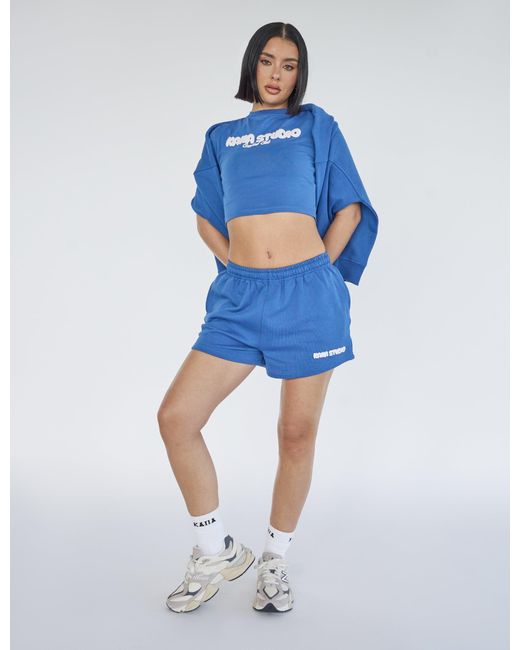 Public Desire Kaiia Studio Bubble Logo Sweat Shorts Blue