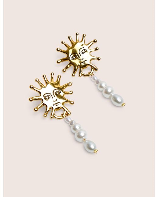 Public Desire Natural Sun Detail Earring With Pearl Droplet