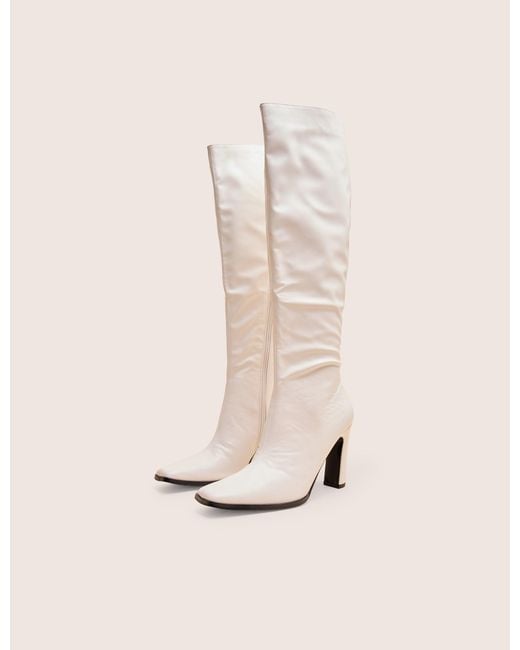 Public Desire Acquilla White Knee High Flared Boots