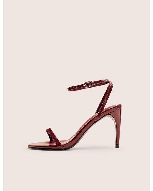Public Desire Pink Selene Burgundy Patent Curved Heels Barely There